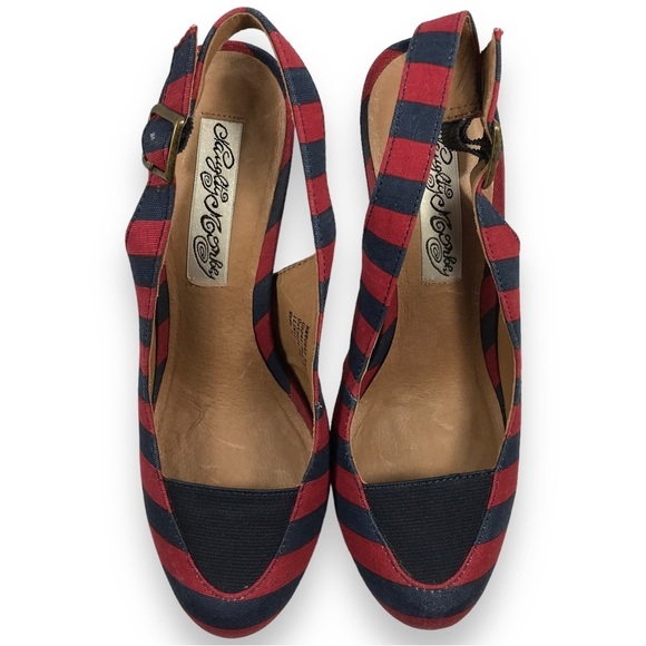 Monkey Overboard Womens Striped Canvas Espadrille Platform Red Blue Sz 7 - Picture 8 of 16
